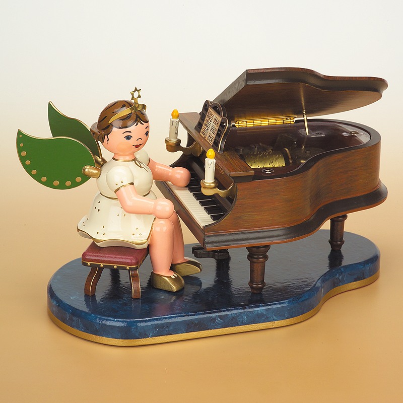 Hubrig Engel mit Klavier 16 cm - Klavier mit Spielwerk